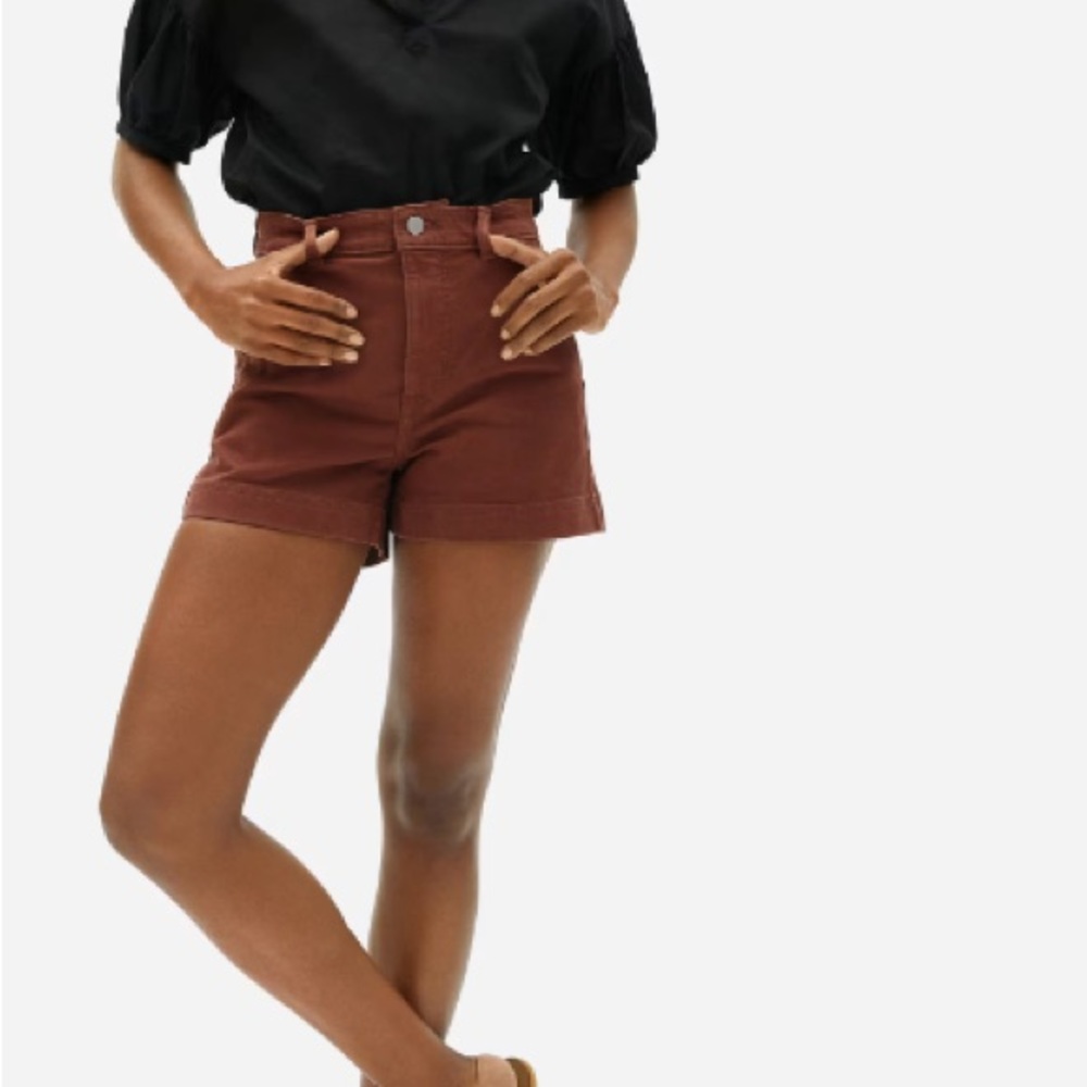 Everlane Cotton Twill Short in rosewood colour, size 4
